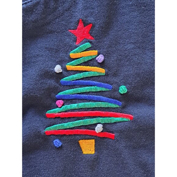 Michael Simon Christmas 1XL Womens Cardigan Sweater Button Black Embroidered - Picture 3 of 9